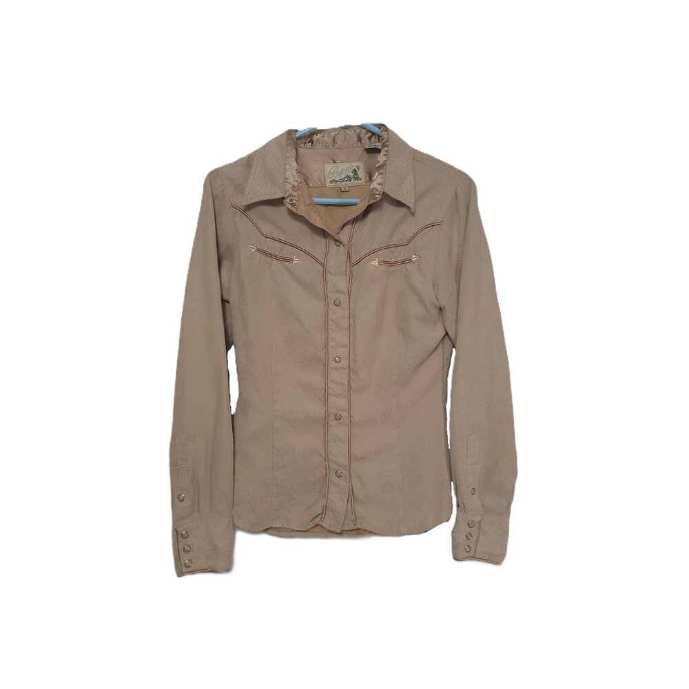 Vintage Roper Pearl Snap Western Shirt Womens M Beige Long Sleeve Button Up Top
